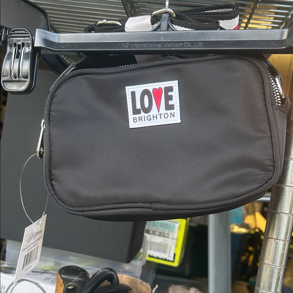 Brighton Black Belt Bag with Red Heart Patch